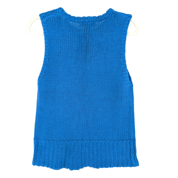 VTG 90s Express‎ Bright Blue Chunky Knit Preppy Twee Academia Sweater Vest Large - Picture 4 of 7